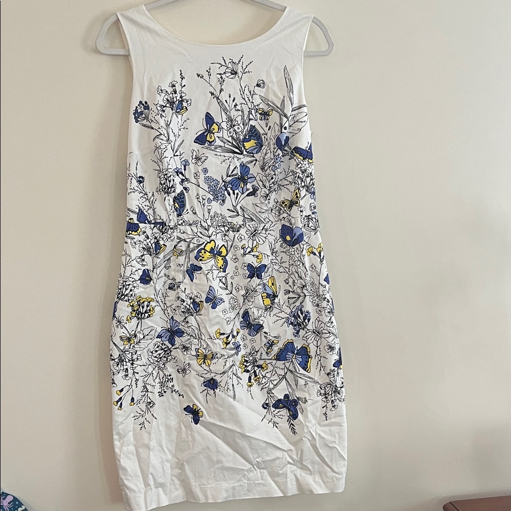 Talbots Butterfly Sheath Dress White Professional office Baby shower Event‎ 6